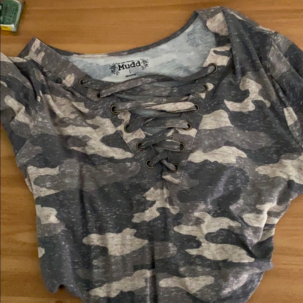 Camo V neck